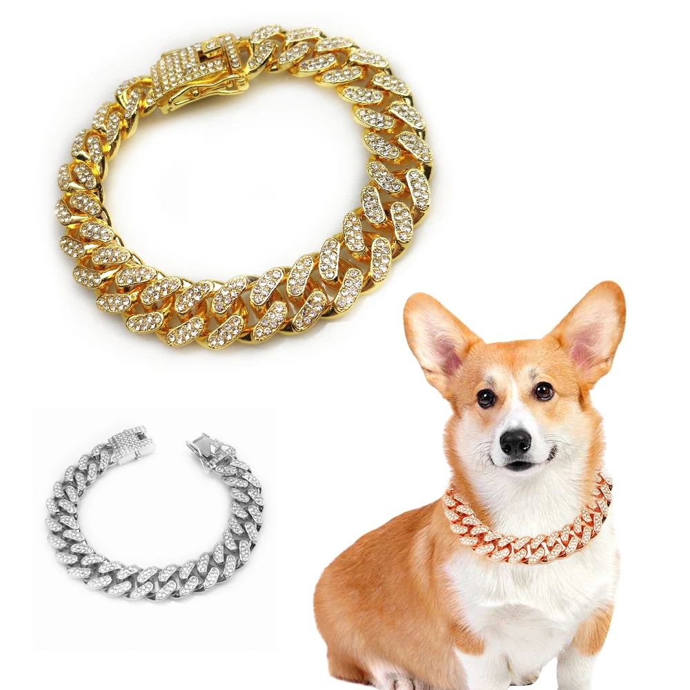 Rhinestone Dog Chain Collar Me - Chain Quick Link 评论和价格